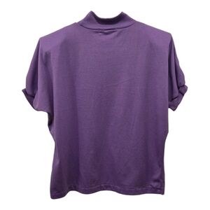 Vintage 90s Women’s Mock Neck Top | Dolman Sleeves | Shoulder Pads | Purple Sz M